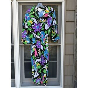 Vintage MS Chaus Short Sleeve Fit & Flare Midi Dress Size 8